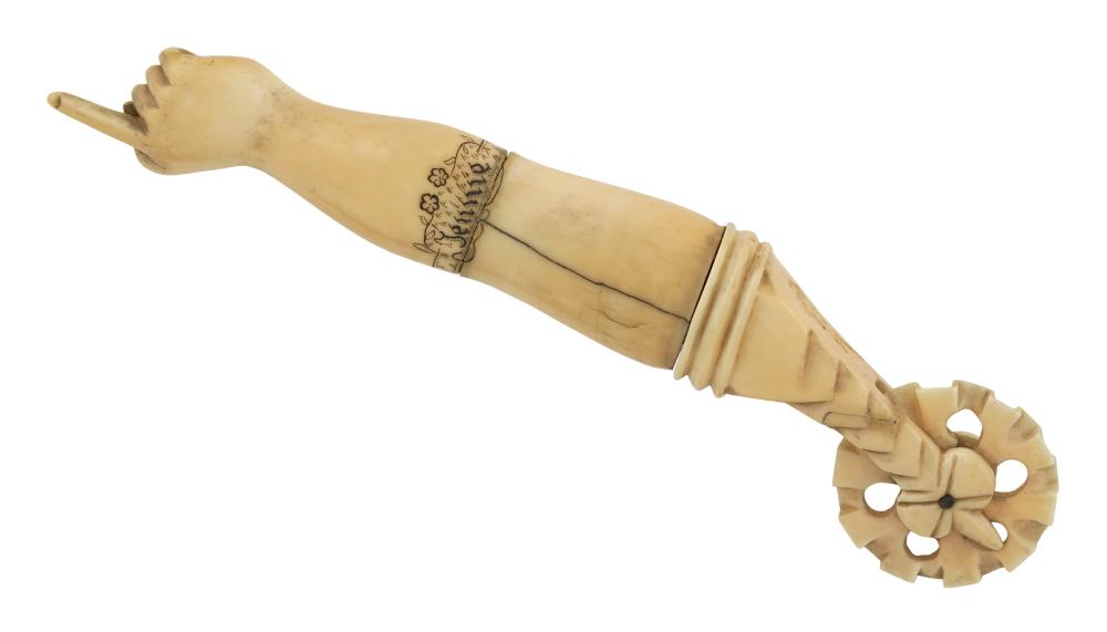 Appraisal: JENNIE SCRIMSHAW WHALE IVORY PIE CRIMPER THIRD QUARTER OF THE