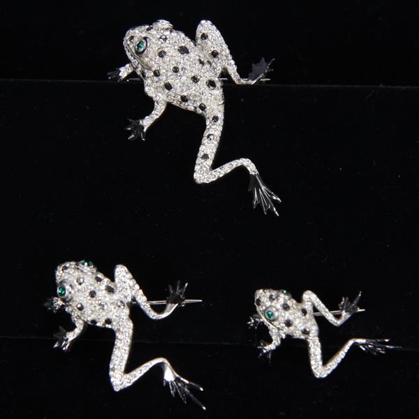 Appraisal: Reja set of three graduated pave frog figural pins