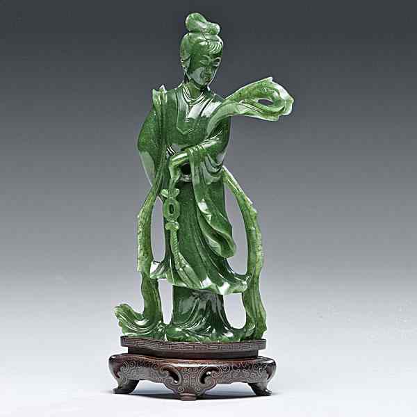 Appraisal: Chinese Carved Aventurine Figure Chinese An aventurine standing female figure