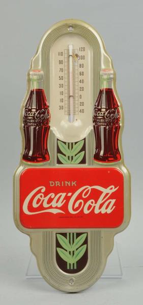 Appraisal: Art Deco Coca-Cola Tin Thermometer Made by Robertson in Springfield