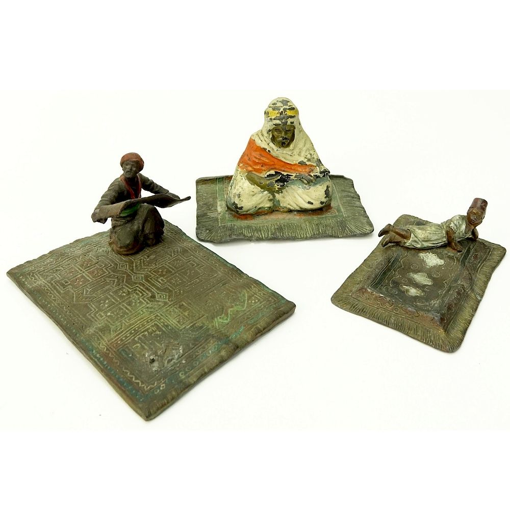 Appraisal: Three Polychrome Spelter Orientalist Miniature Three Polychrome Spelter Orientalist Miniature