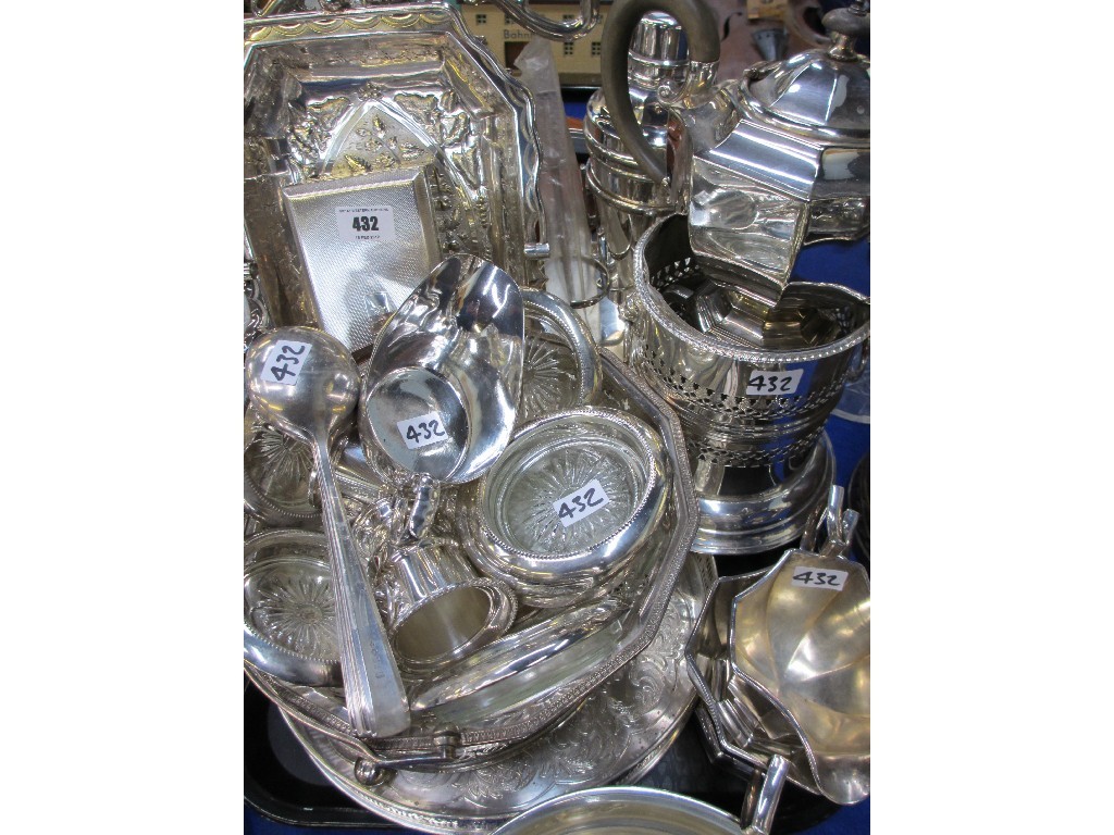 Appraisal: Tray lot of EP - Candelabrum wine cooler teapot etc