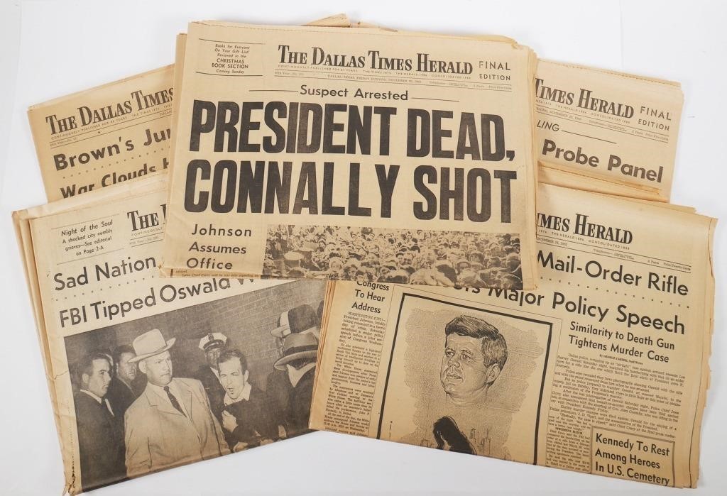 Appraisal: Eight complete issues of the Dallas Times Herald newspaper concerning