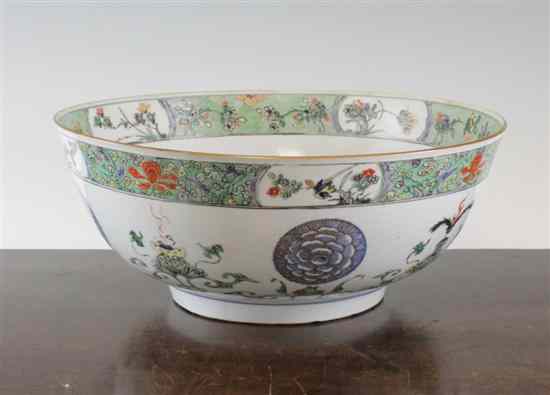 Appraisal: A Chinese famille verte punch bowl c the interior painted