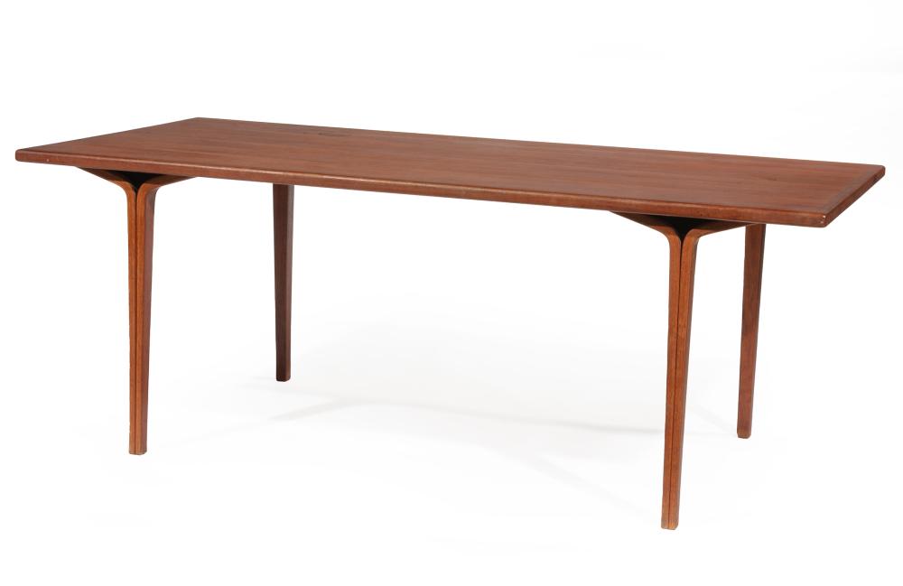 Appraisal: Danish Mid-Century Modern Teak Table s curved cluster brackets h