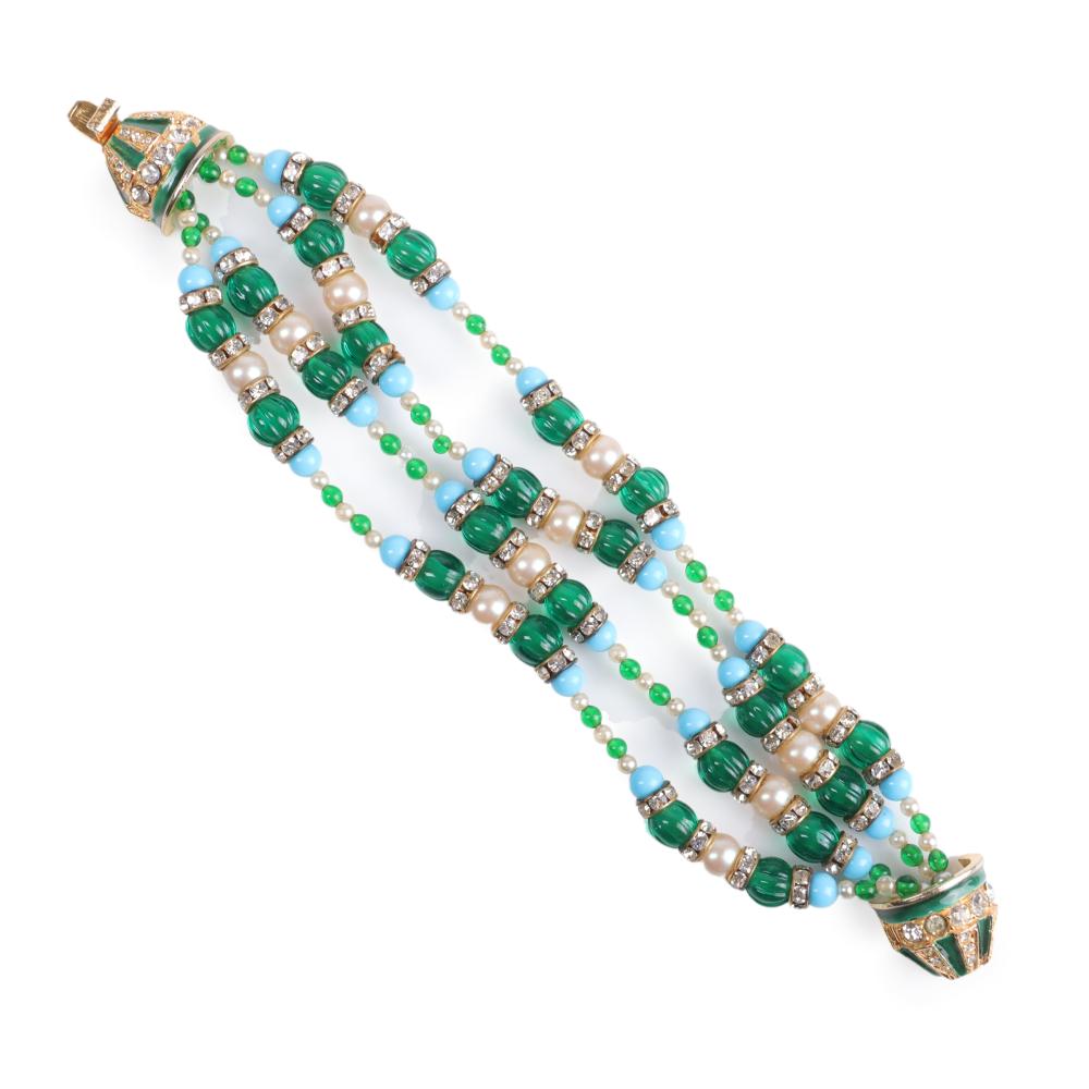 Appraisal: Kenneth Jay Lane KJL -strand bracelet with green turquoise glass