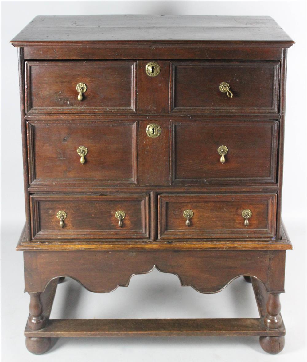 Appraisal: CHARLES II OAK CHEST ON STAND h w d in