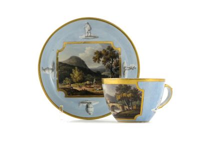 Appraisal: A Herculaneum porcelain cup and saucer painted in the style