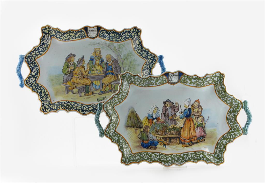 Appraisal: A pair of Porquier-Beau Quimper trays