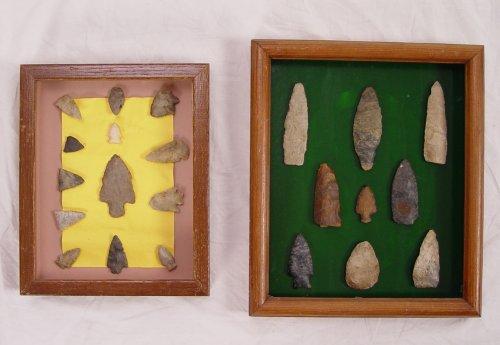 Appraisal: COLLECTION OF ARROWHEADS Frame one pieces to include small dovetail