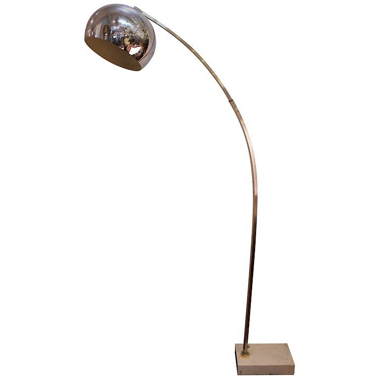 Appraisal: Arco Style Chrome Lamp w Marble Base Arco style floor