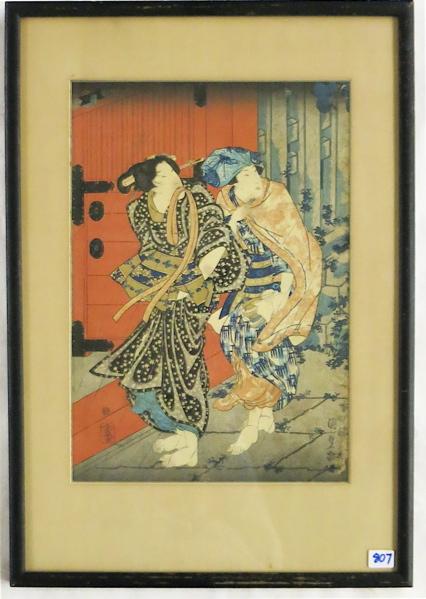 Appraisal: UTAGAWA KUNISADA I Toyokuni III COLOR WOODCUT Japan - Two