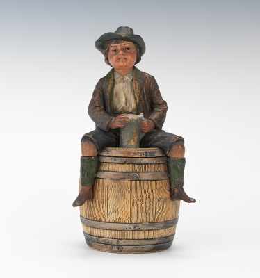 Appraisal: Johann Maresch Figural Tobacco Jar Figural pottery tobacco jar depicting