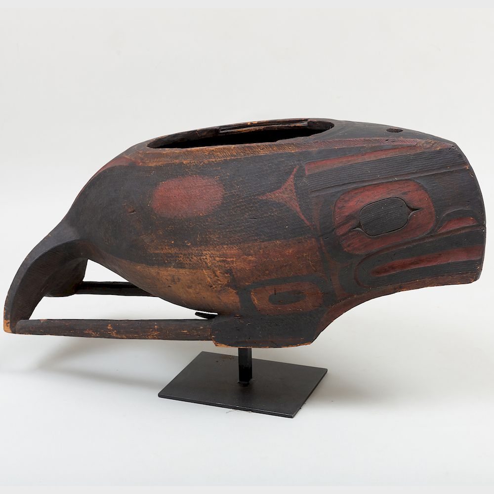 Appraisal: Rare Haida Painted Wood Ceremonial Whale Bowl Raised on a