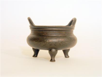 Appraisal: Chinese bronze censer ming mark th century Of compressed globular