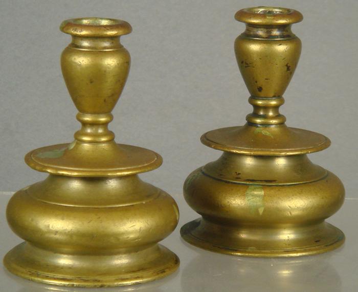 Appraisal: Pr early Spanish brass candlesticks tall Estimate -