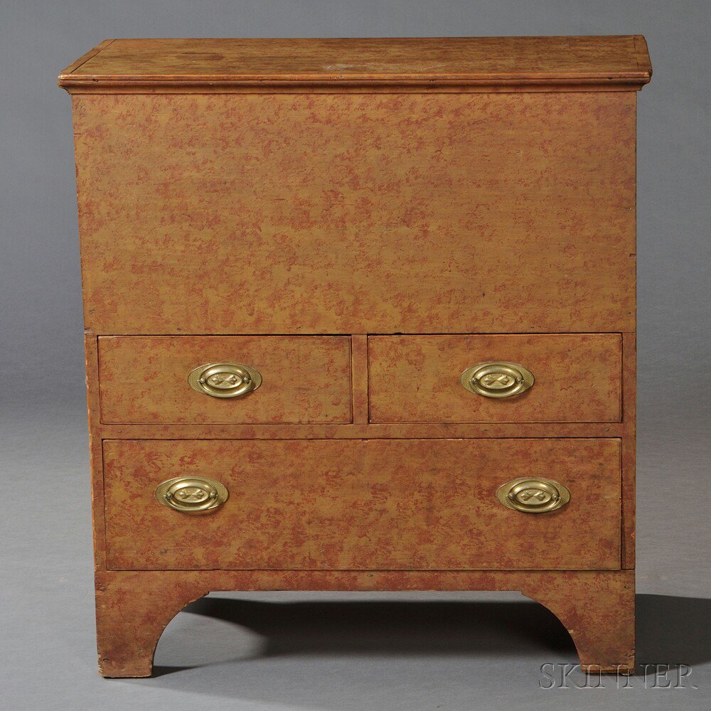 Appraisal: Paint-decorated Pine and Poplar Chest over Three Drawers possibly Connecticut