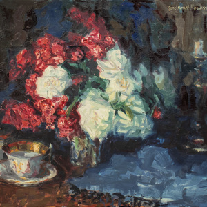 Appraisal: George Lehmann-Fahrwasser German - Still Life with Flowers and Coffee