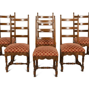 Appraisal: A Set of Six French Provincial Carved Walnut Dining Chairs