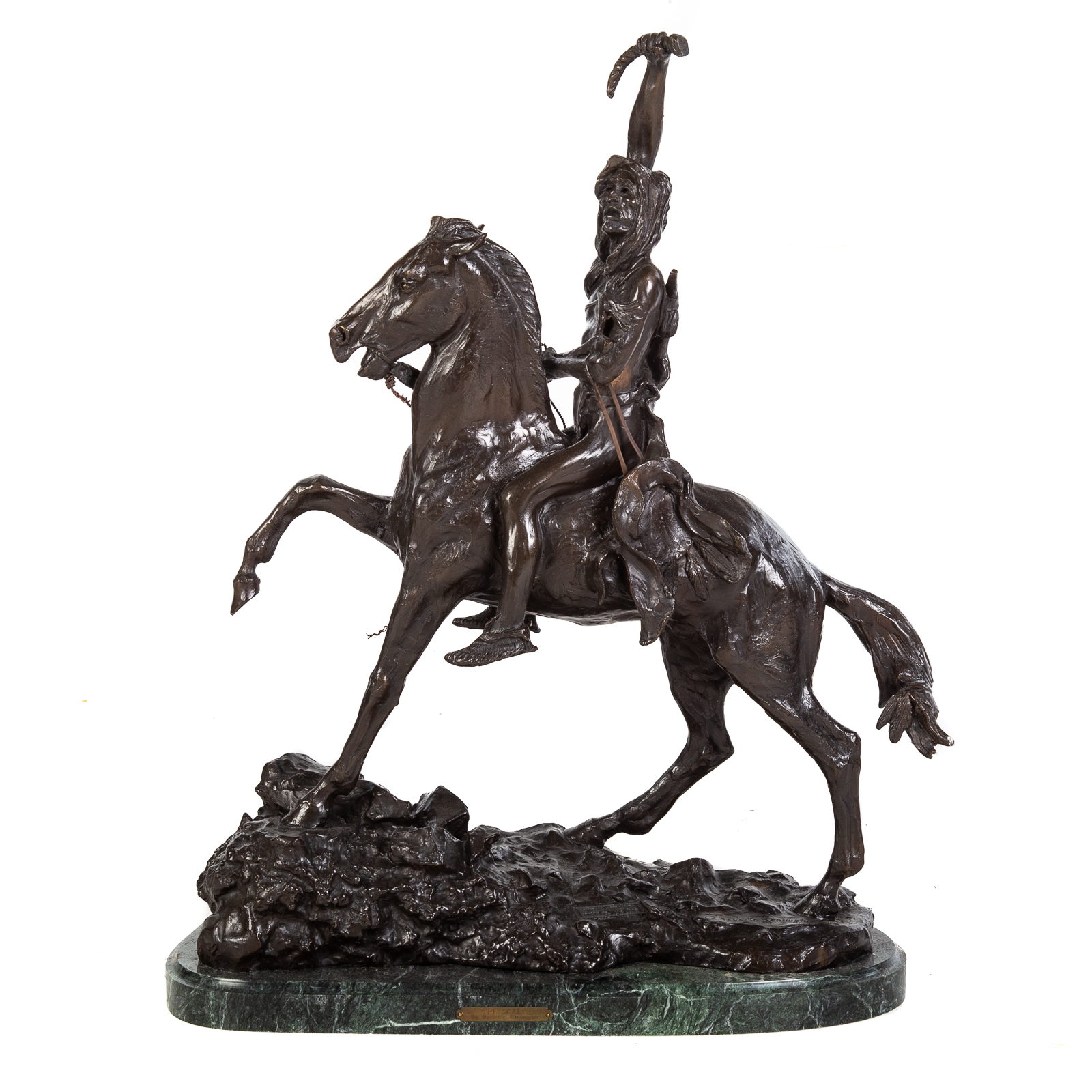 Appraisal: AFTER REMINGTON THE SCALP BRONZE in H mounted on marble