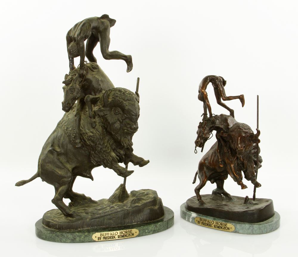 Appraisal: - Remington Bonzes Frederic Remington lot of two Buffalo Horse