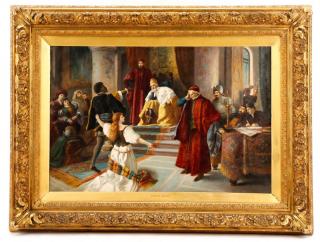 Appraisal: Attrib Wardleworth Othello's Defense Oil Attributed to Jack Leigh Wardleworth