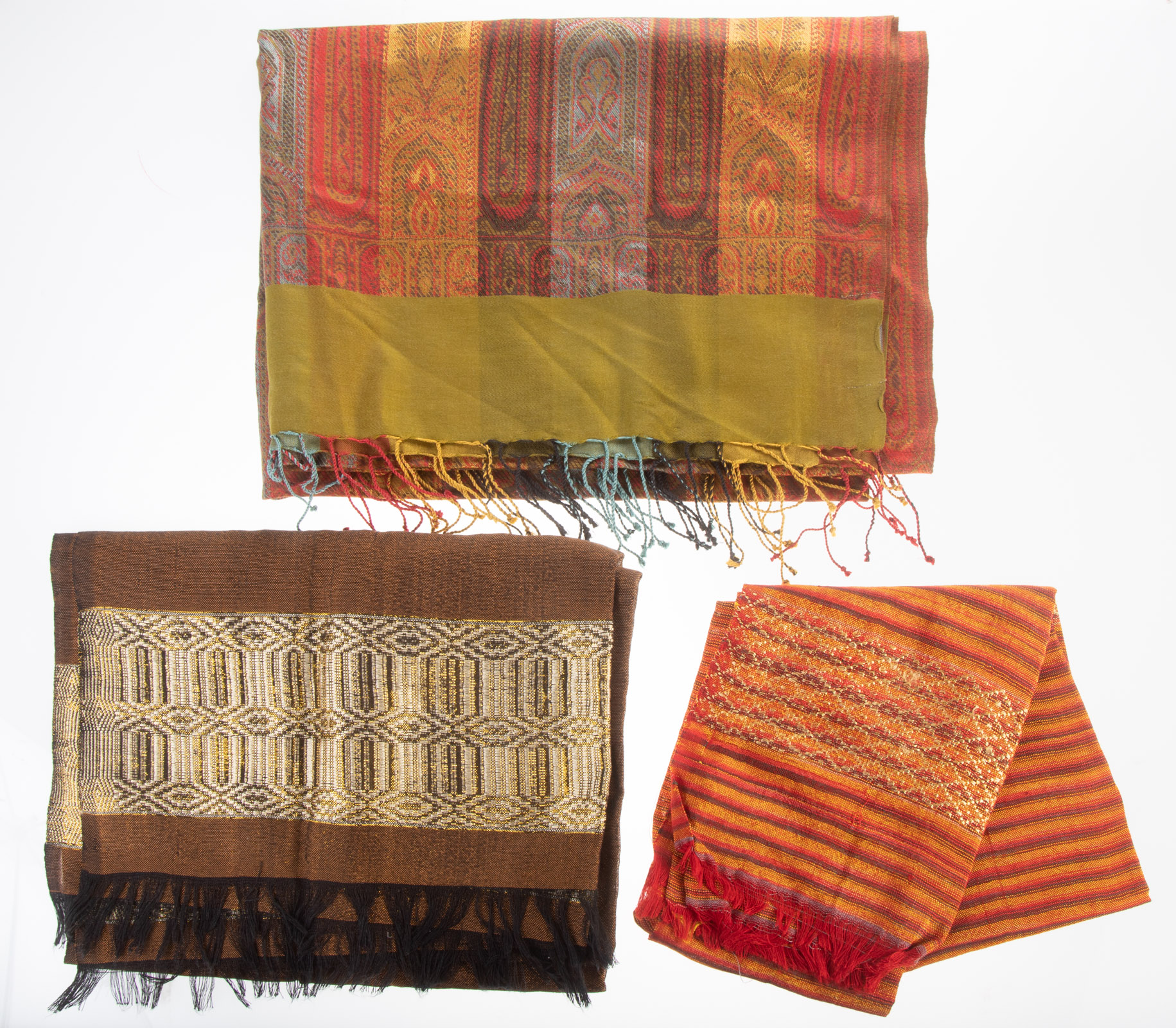 Appraisal: COLLECTION OF COLORFUL SCARVES Silk and wool