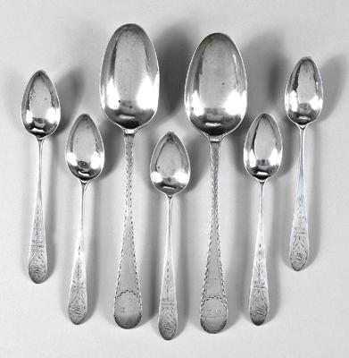 Appraisal: New York coin silver spoons oval handles with bright cut