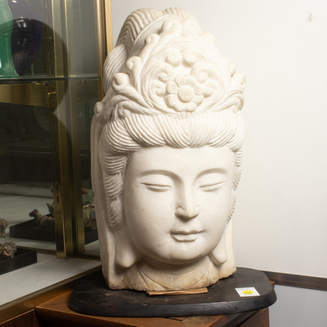 Appraisal: CHINESE WHITE MARBLE HEAD OF BUDDHA Chinese white marble head