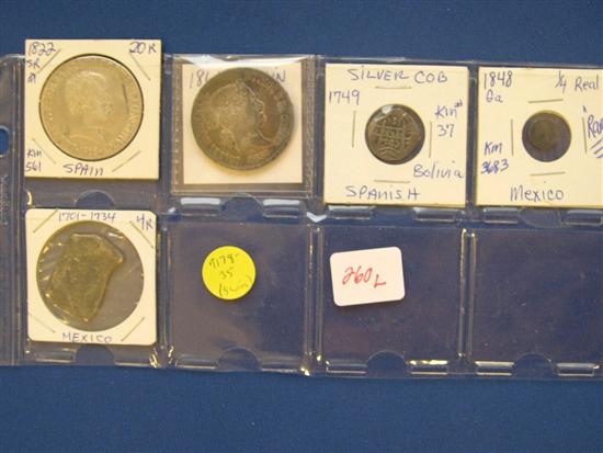 Appraisal: Lot of Better Spanish coins one Bolivia Cob one Mexico