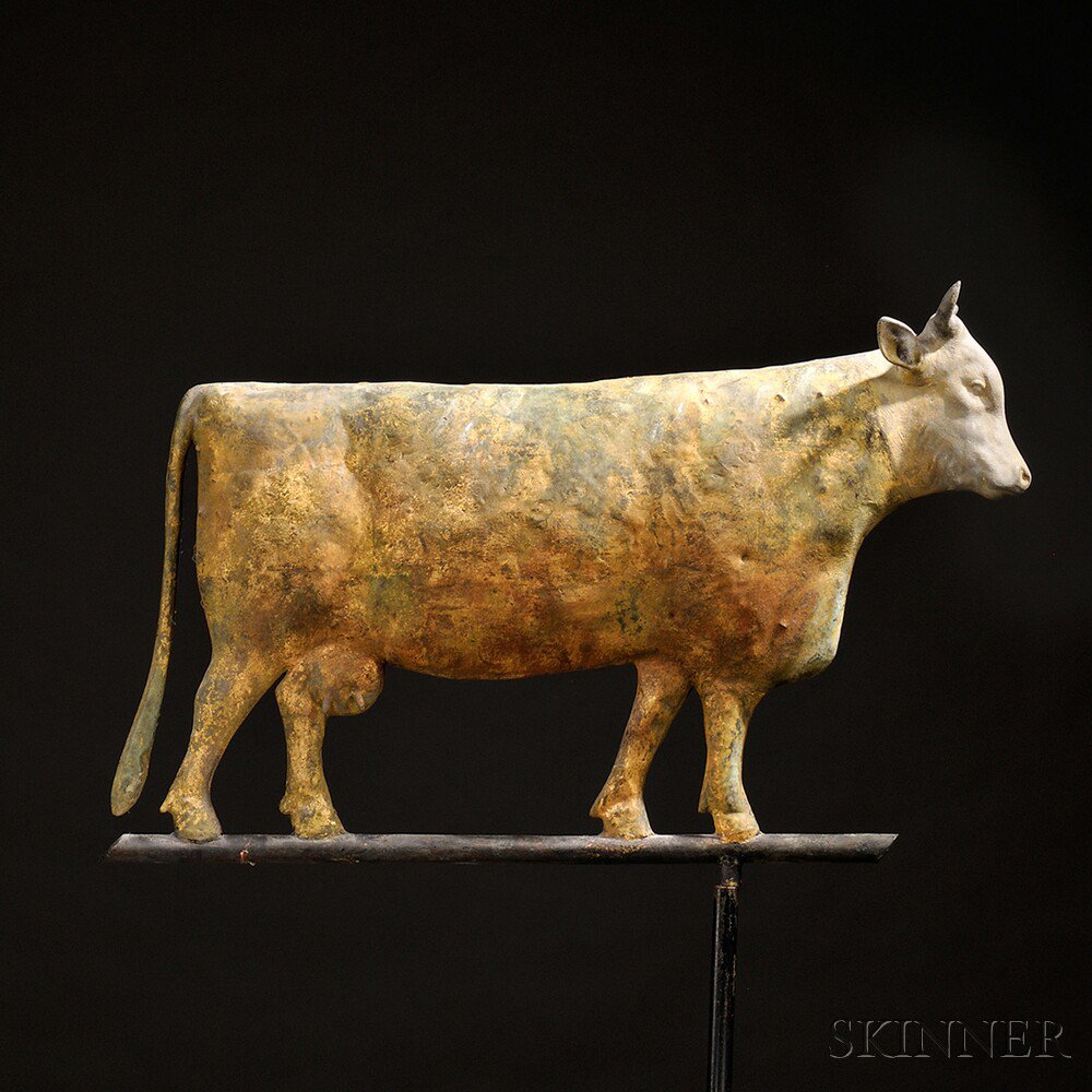 Appraisal: Gilded Molded Sheet Copper and Cast Zinc Cow Weathervane America