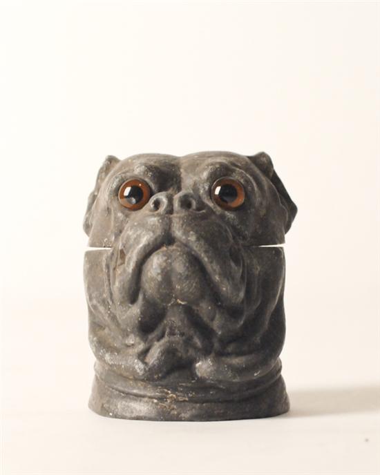 Appraisal: A th C Dog's Head Inkwell cast spelter in the