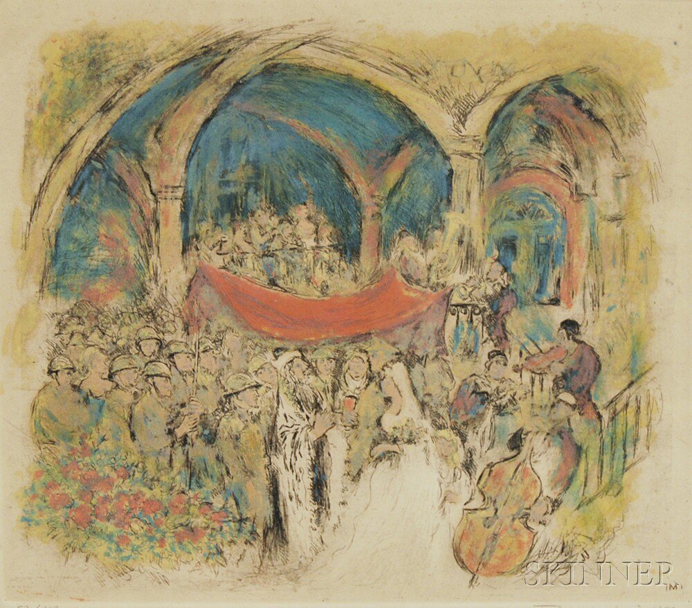 Appraisal: Ira Moskowitz Polish - Wedding Scene Signed and dated in