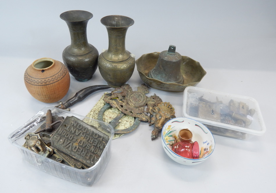 Appraisal: Miscellaneous metalware etc to include a pair of Chinese vases