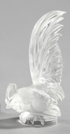 Appraisal: Lalique Satine Crystal Figure of a Bantam Rooster the base