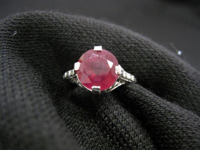 Appraisal: Ruby Platinum Ring carat round gem in filigree style platinum