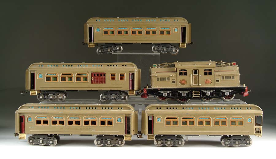 Appraisal: LOT OF FIVE LIONEL STANDARD GAUGE CARS W E LOCOMOTIVE