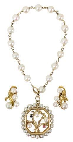 Appraisal: lot of Estate kt yellow gold and pearl jewelry including