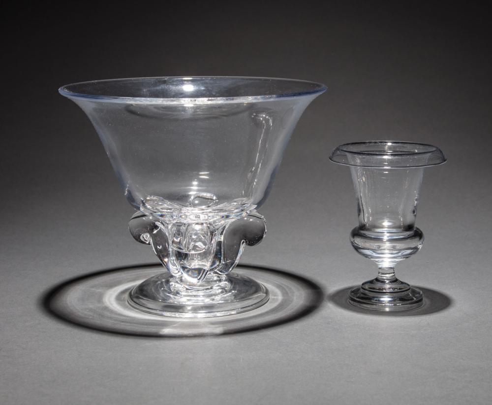 Appraisal: Steuben Glass Small Flower Urn and a Bowl with Foliated