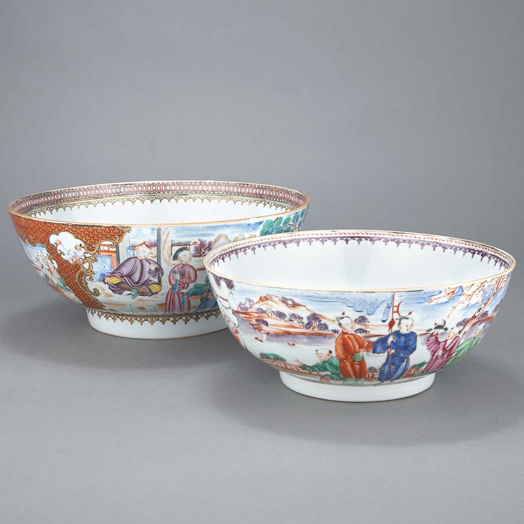 Appraisal: Two Similar Chinese Famille Rose Porcelain Center Bowls th Century