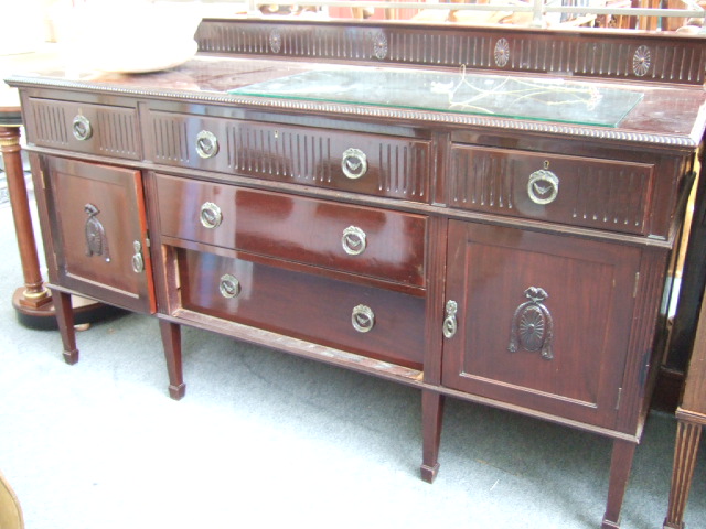 Appraisal: An early th century mahogany sideboard the silvered brass galleried