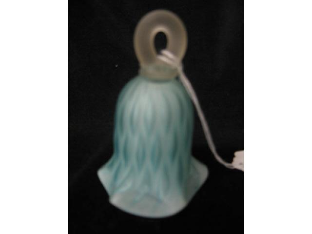 Appraisal: Blue Satin Art Glass Bell diamond quilted M O P