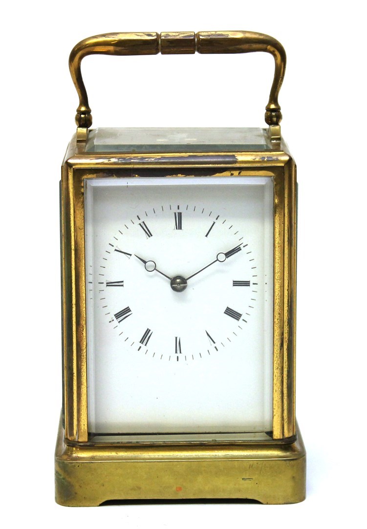 Appraisal: A French gilt brass cased carriage clock early th century