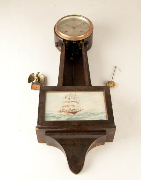 Appraisal: New Haven Banjo Clock nautical scene missing throat glass day