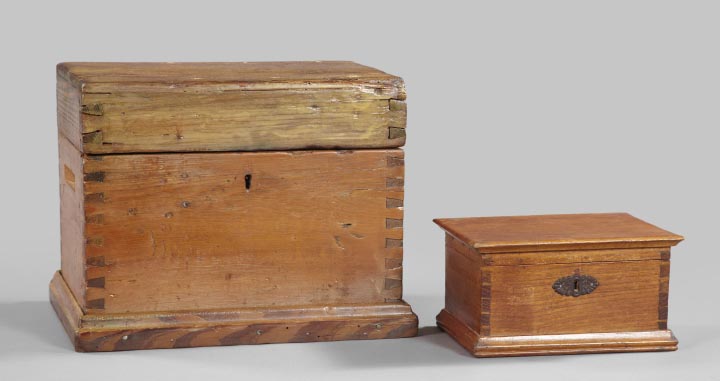 Appraisal: Group of Two Dovetailed Wooden Boxes comprised of a Northern