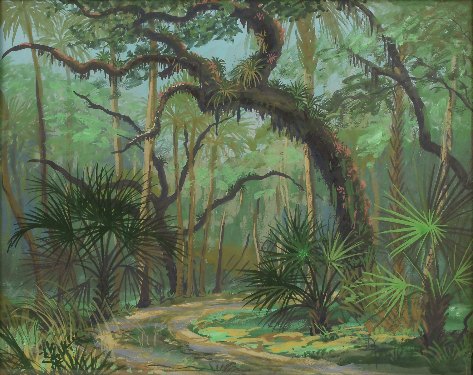 Appraisal: POSTLE Joy American - Trail Through Florida Scrub Gouache sight