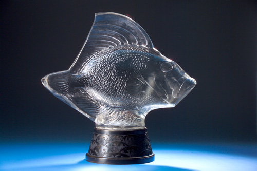 Appraisal: R LALIQUE Fish motif Gros Poisson Vagues clear and frosted