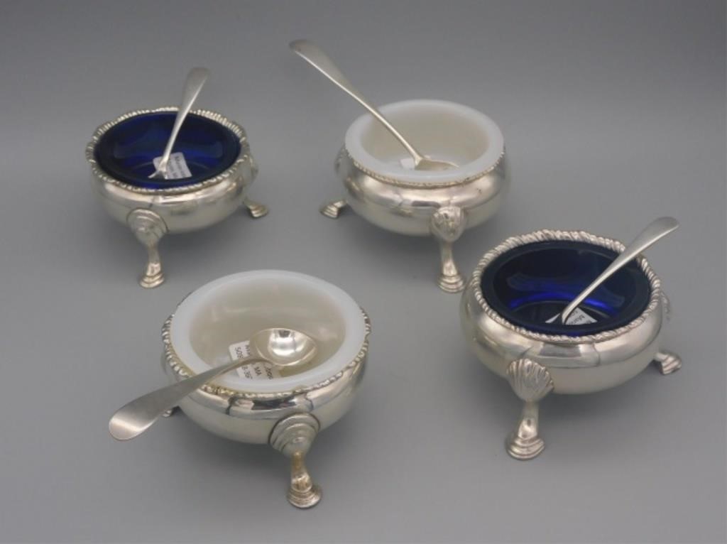 Appraisal: ENGLISH STERLING SILVER OPEN SALT DISHES ONEpair is George III