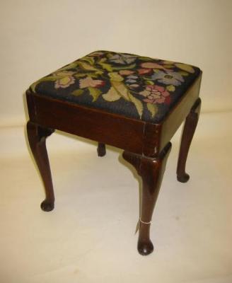 Appraisal: AN OAK STOOL early th century of rounded square form