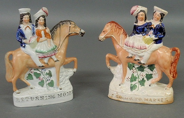 Appraisal: Two similar Staffordshire figural groups Returning Home and Going to